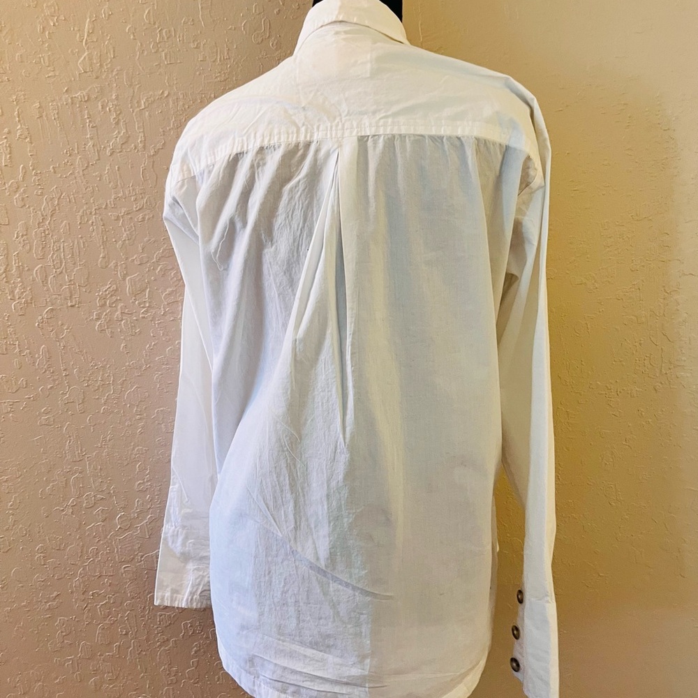 Anthropologie Maeve Henley Popover Shirt in white cotton poplin‎ - Picture 4 of 12